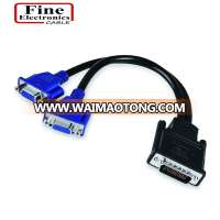 15Pin  Video Card Splitter Adapter Cable  Male to 2 VGA Female DVI 59 Pins Adapter Splitter Cable